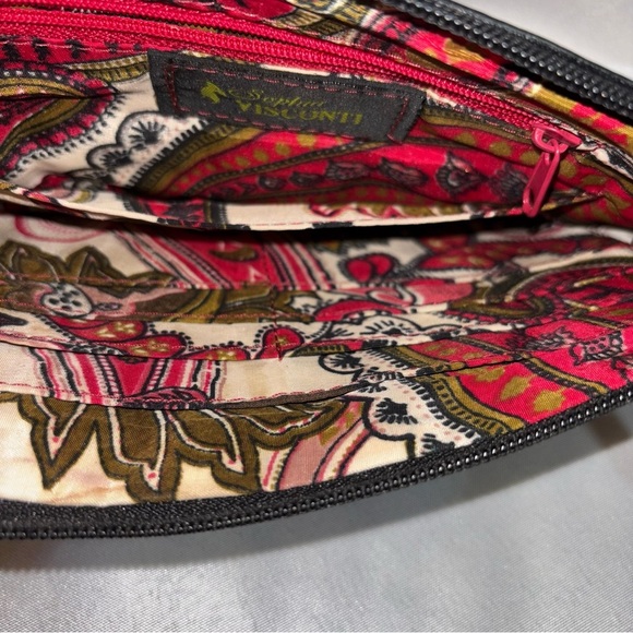 Sophia Visconti Black Distressed Genuine Leather Wristlet Clutch Wallet Purse - Picture 5 of 7